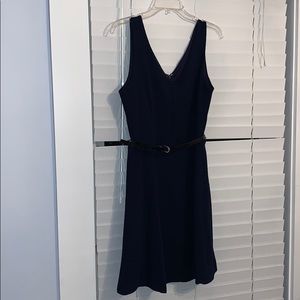 Dark navy blue dress with belt